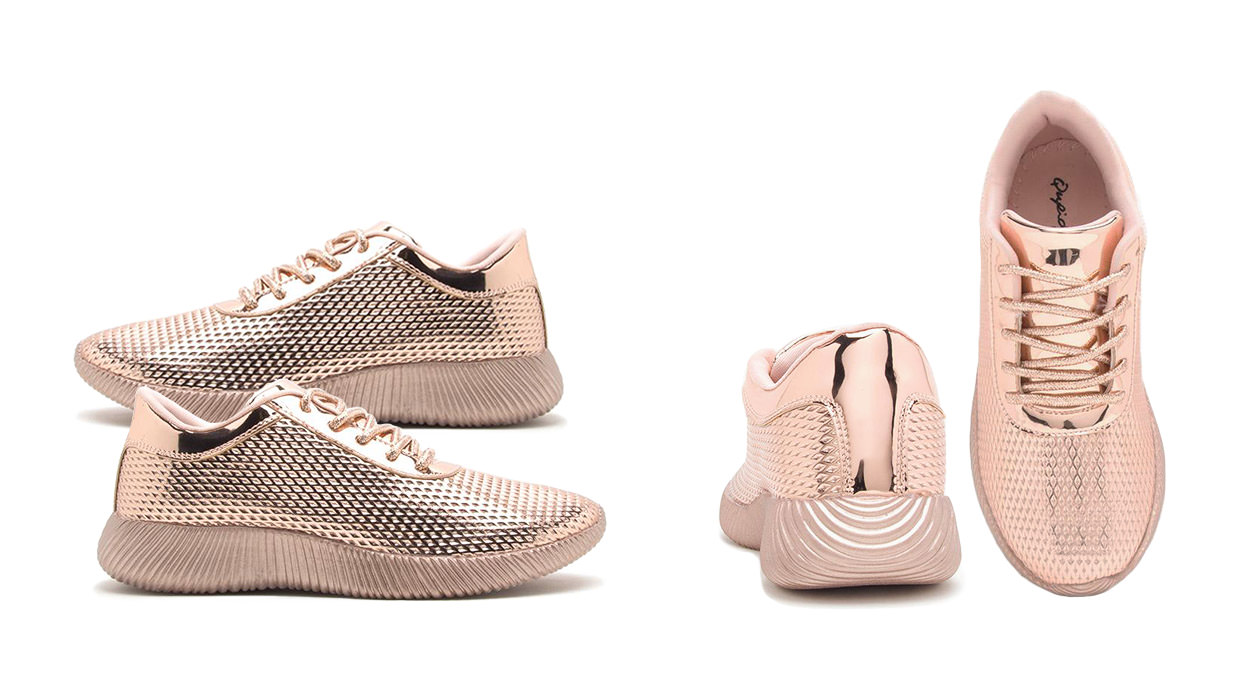 Silver Icing Metallic Sneaker Rose Gold