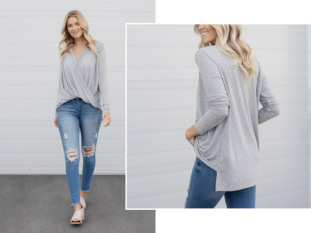 Silver Icing Name It to Win It: Long Sleeved Wrap Top