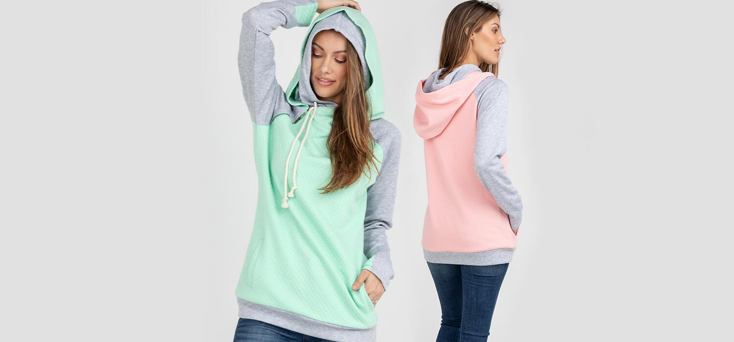 Silver Icing Embossed Layered Hoodie
