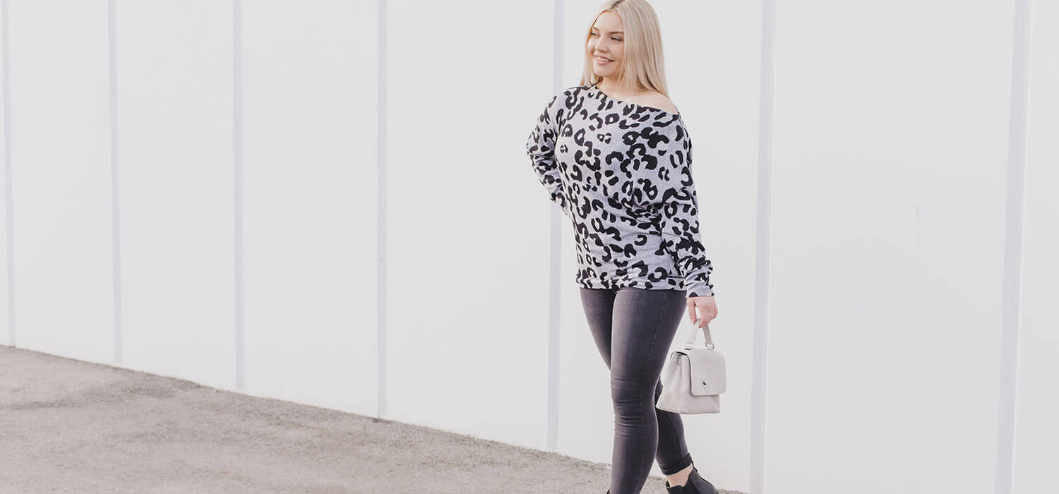 Silver Icing Leopard Off the Shoulder Top