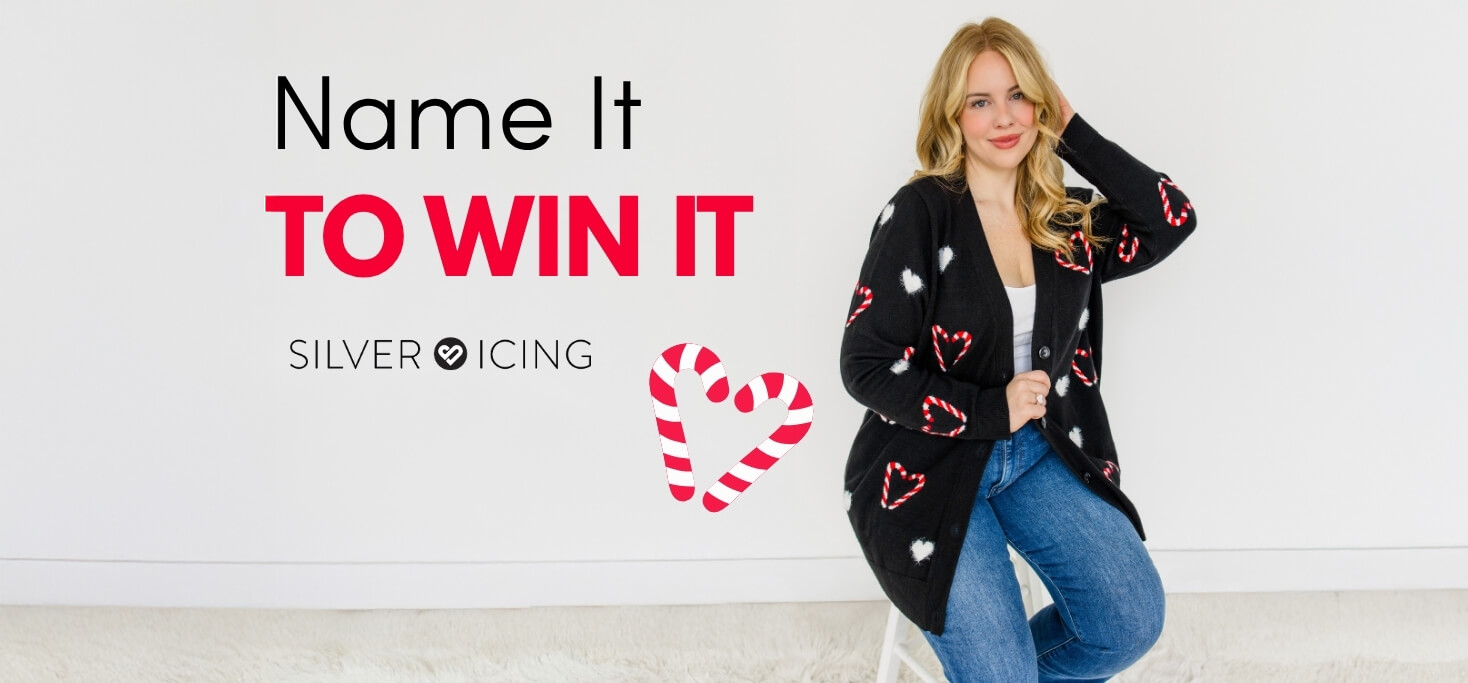 Silver Icing Candy Cane Cardigan