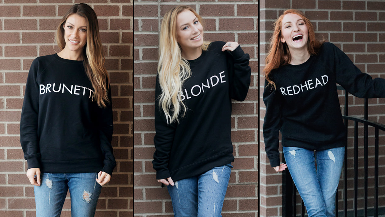 blonde sweatshirt